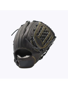 Black leather outfield baseball glove