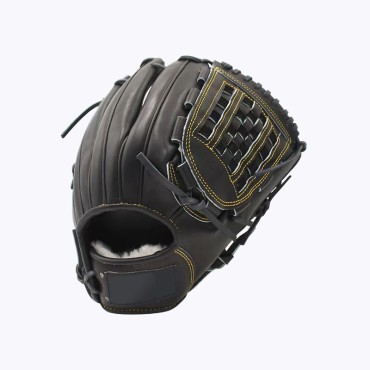 Black leather outfield baseball glove