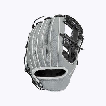 Gray leather infield baseball glove