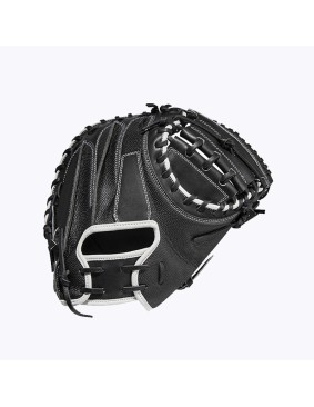 Catcher's black leather baseball glove