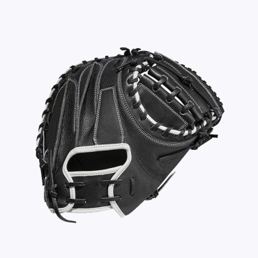Catcher's black leather baseball glove