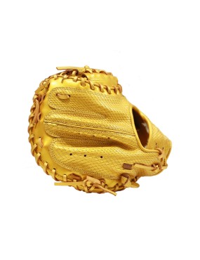 Yellow leather catcher's baseball glove