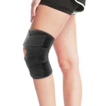 Adjustable compression mesh sports knee brace